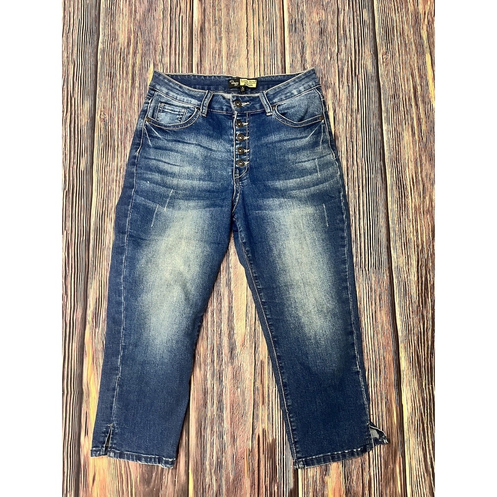 Suzanne Betro Jeans Cropped Womens Size 6 Denim Button Fly Stretch Blue